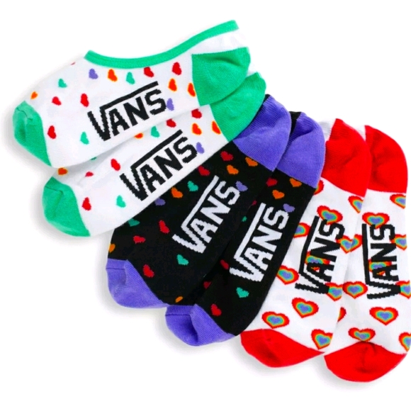 NWT Women's Vans Rainbow 💕 Canoodle 3 Pack Socks - Picture 2 of 5